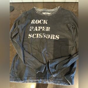 ROCK PAPER SCISSORS Boys Size Medium Black & White Long Sleeve Tee Shirt